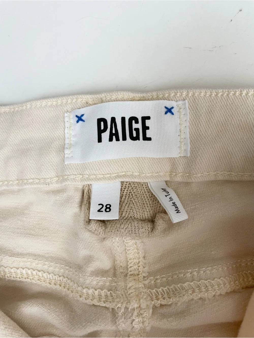 Paige ALEXIS High Waist Ankle Barrel Cargo Jeans Blonde Sand Sz 28